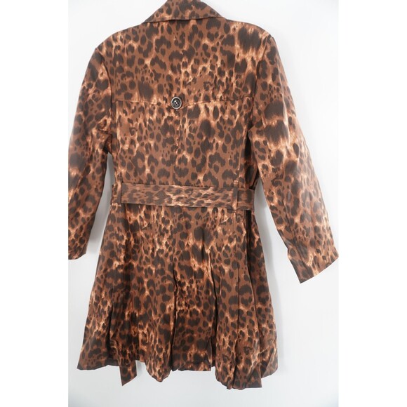 Pelle Studio Leopard Print Belted Women's Trench Coat Double Breasted Sz L - Picture 3 of 9